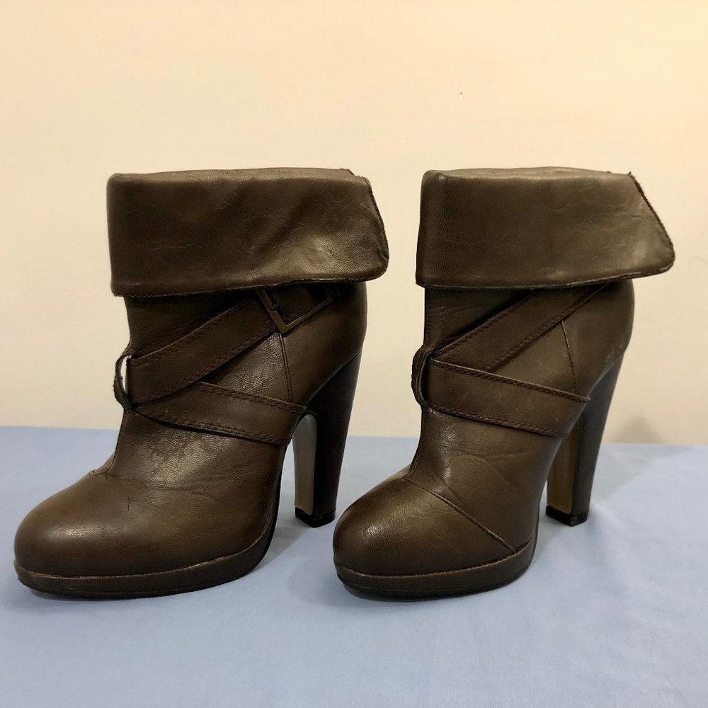 Charlotte Russe Brown Buckle Booties, Used, Size 8